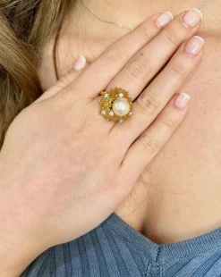 Bague Andrew Grima Perle Diamants Or Jaune