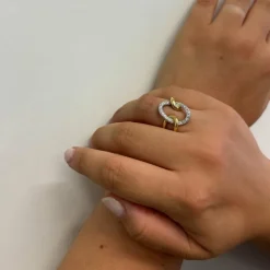 Bague anneau 2 ors diamants