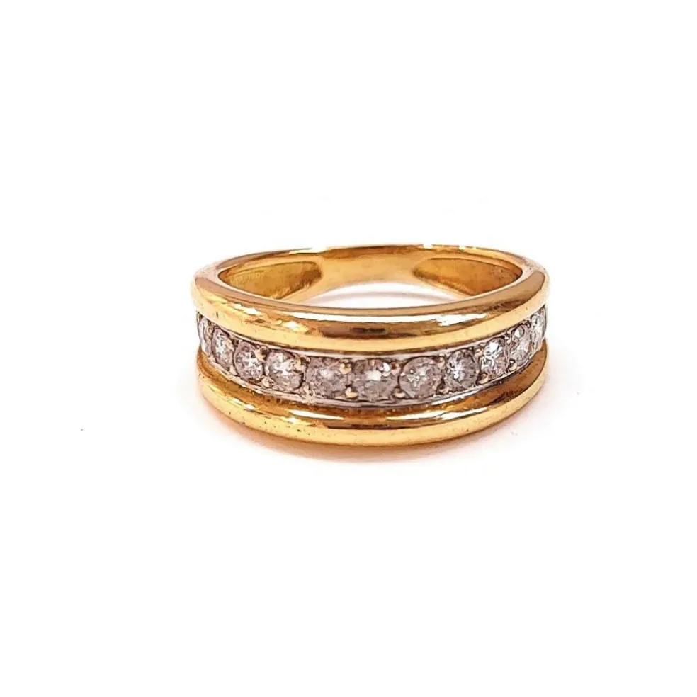 Bague anneau or jaune diamants