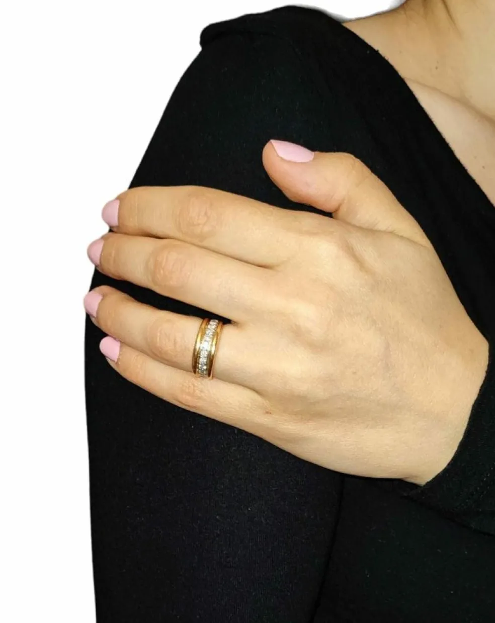 Bague anneau or jaune diamants
