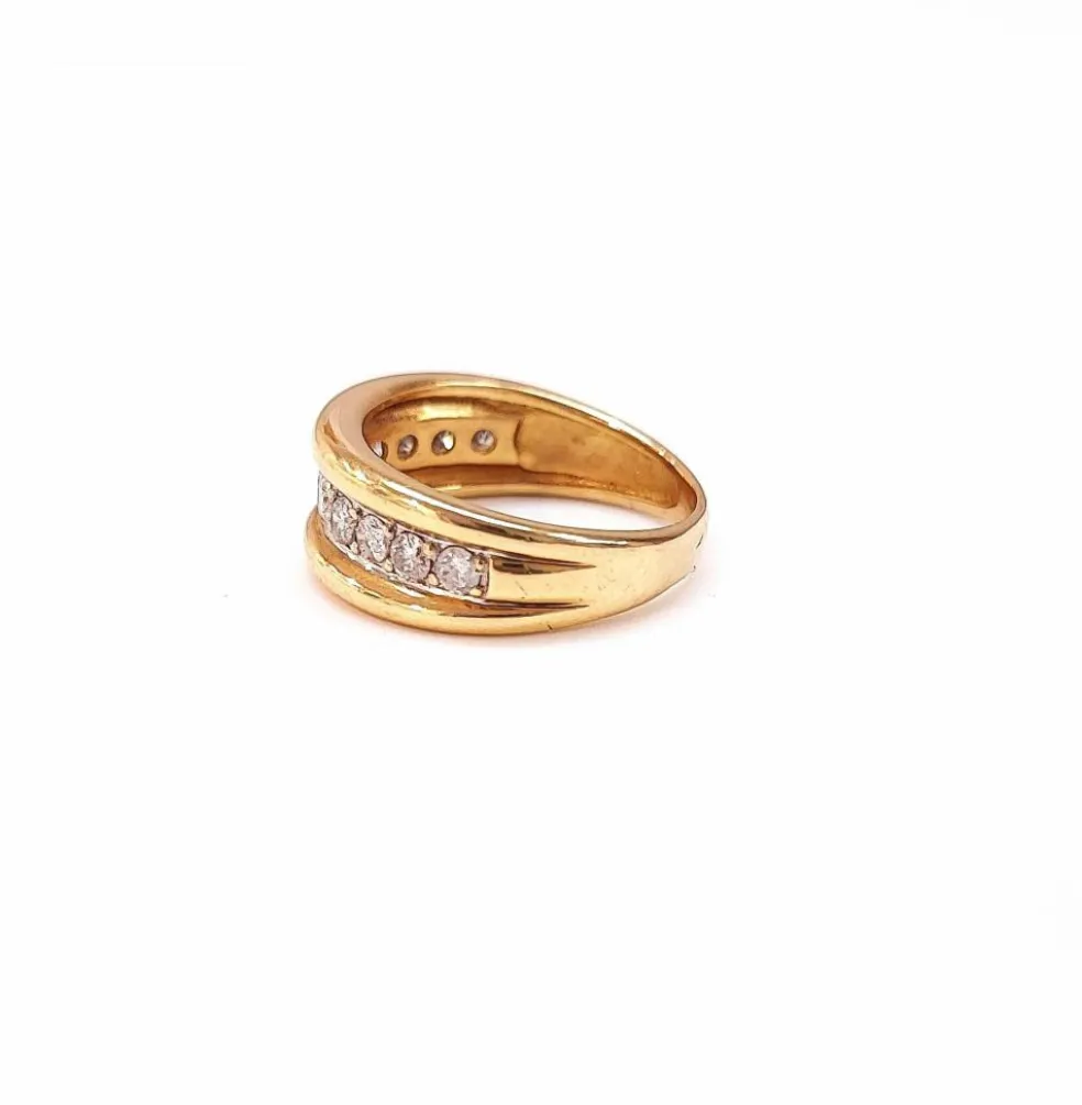 Bague anneau or jaune diamants