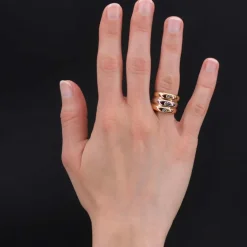 Bague anneaux 2 ors et 3 diamants