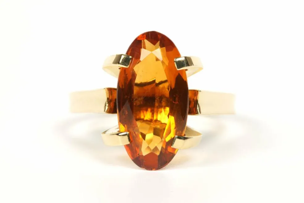 Bague années 70 en or jaune citrine