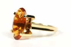 Bague années 70 en or jaune citrine