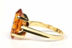 Bague années 70 en or jaune citrine