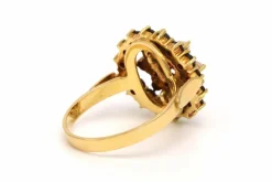 Bague Années 50 en or jaune 18 carats sertie de grenats et de perles