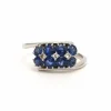 Bague Années 50 en platine sertie de saphirs et de diamants