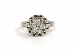 Bague années 50 or blanc, diamants (+-0.39ct)