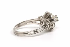 Bague années 50 or blanc, diamants (+-0.39ct)