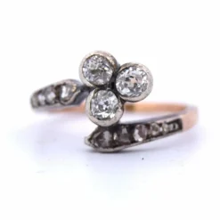 BAGUE ANTIQUE - OR JAUNE ET BLANC 18 KT