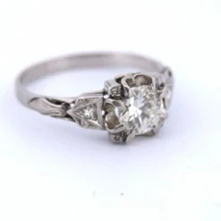 BAGUE ANTIQUE OR BLANC 18 KT - DIAMANT 0,75 ct