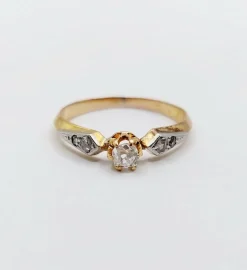 Bague antique or rose diamant taille ancienne (circa 1900)
