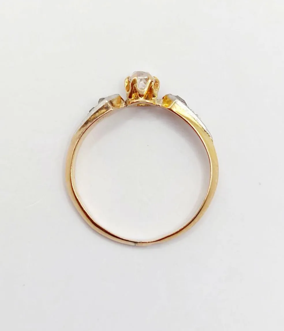 Bague antique or rose diamant taille ancienne (circa 1900)