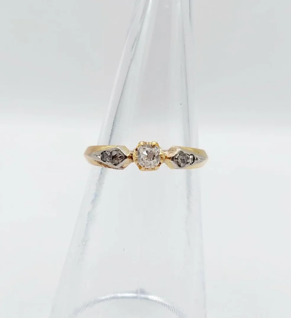 Bague antique or rose diamant taille ancienne (circa 1900)