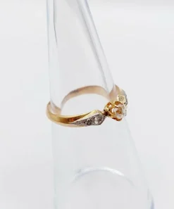 Bague antique or rose diamant taille ancienne (circa 1900)