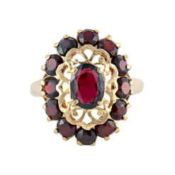 BAGUE « ARABESQUE » OR & GRENAT