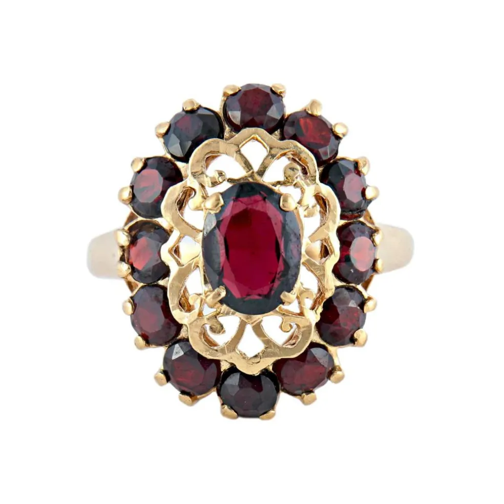 BAGUE « ARABESQUE » OR & GRENAT