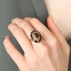 BAGUE « ARABESQUE » OR & GRENAT