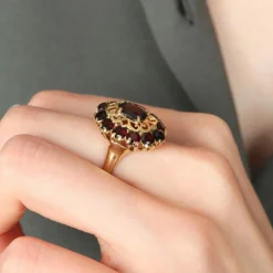BAGUE « ARABESQUE » OR & GRENAT