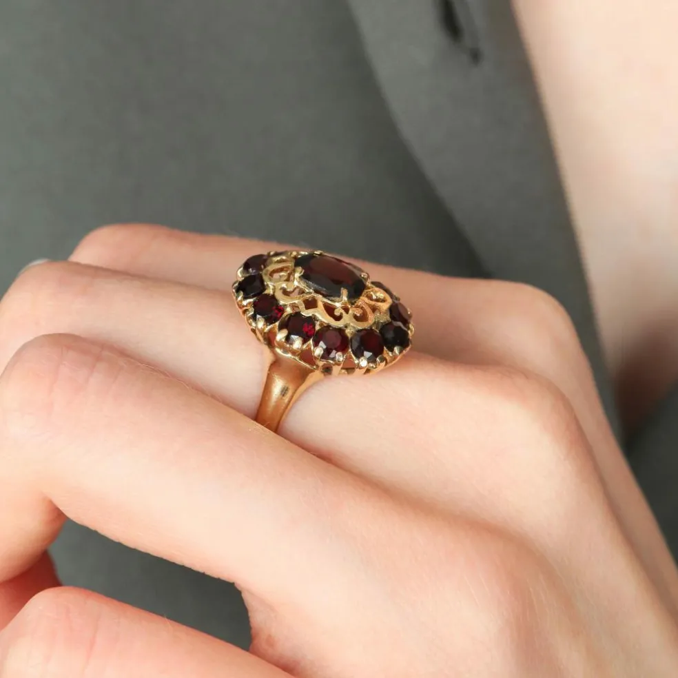 BAGUE « ARABESQUE » OR & GRENAT
