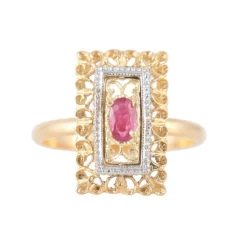 Bague Arabesques or jaune, rubis