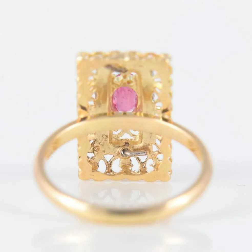 Bague Arabesques or jaune, rubis