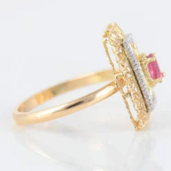 Bague Arabesques or jaune, rubis
