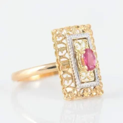 Bague Arabesques or jaune, rubis