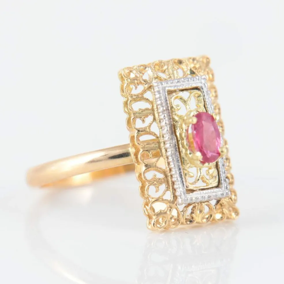 Bague Arabesques or jaune, rubis