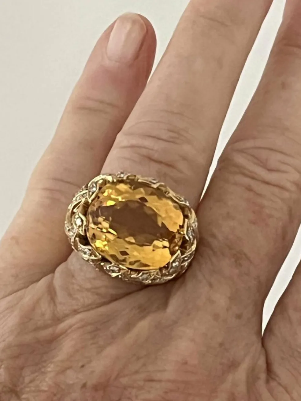 Bague ARFAN or jaune citrine diamants