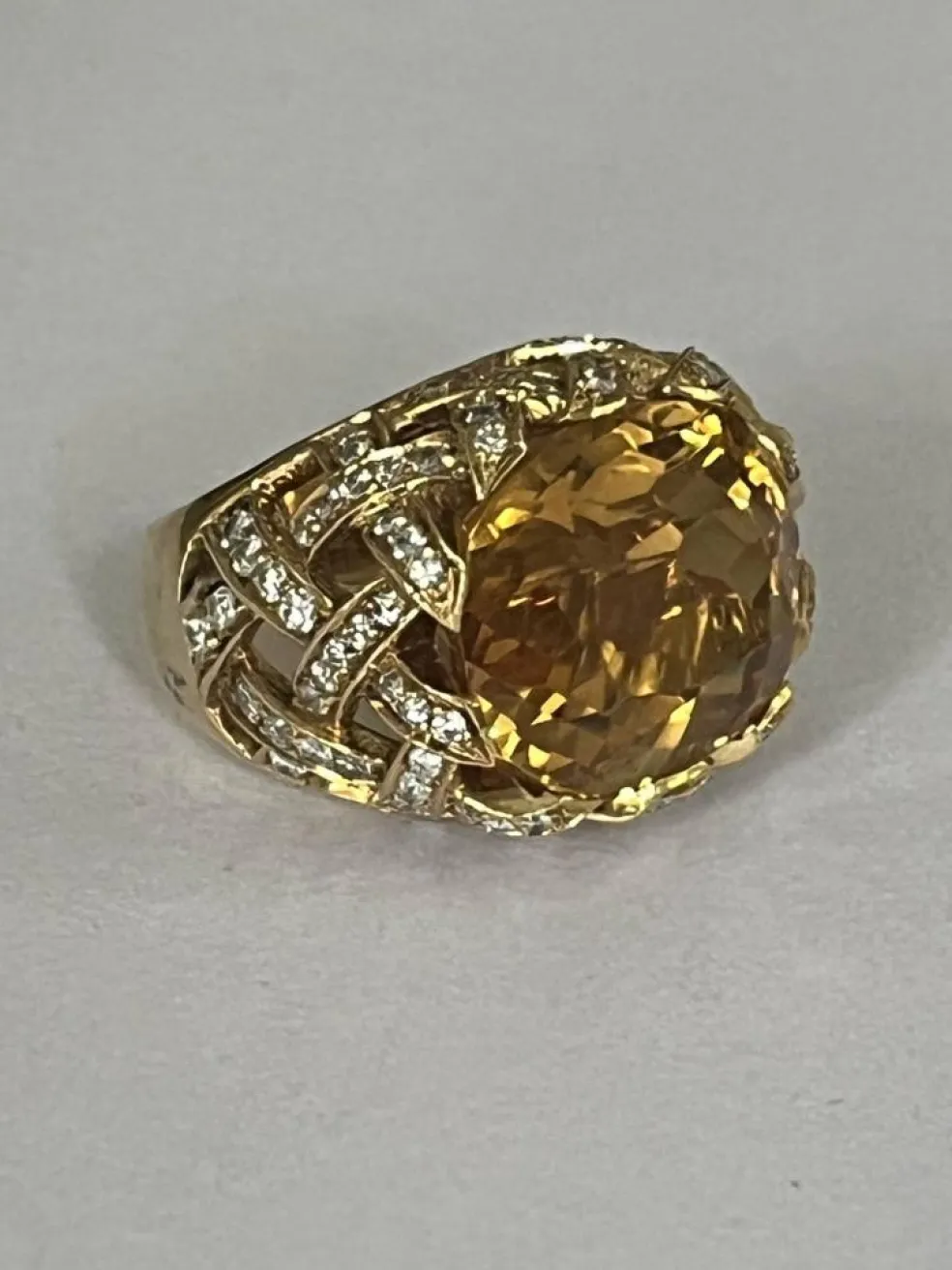 Bague ARFAN or jaune citrine diamants