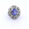 BAGUE ART DÉCO - OR 18 KT - TANZANITE ET DIAMANTS
