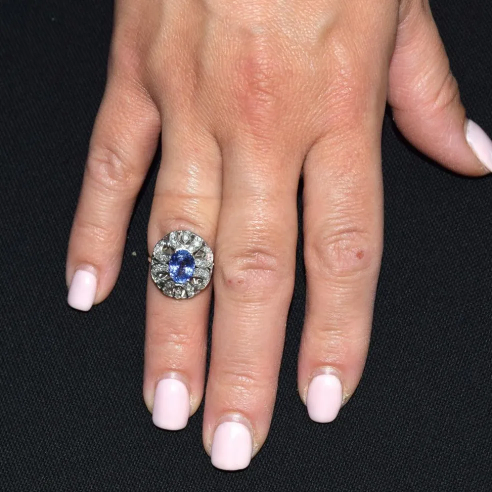 BAGUE ART DÉCO - OR 18 KT - TANZANITE ET DIAMANTS