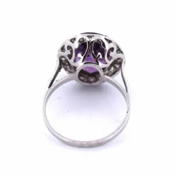 Bague Art Déco - Or blanc et améthyste naturelle