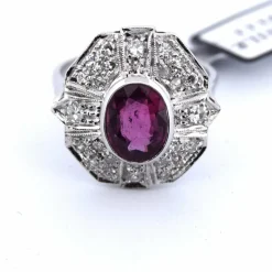 Bague Art Déco - Or blanc, rubis, diamants