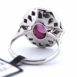 Bague Art Déco - Or blanc, rubis, diamants