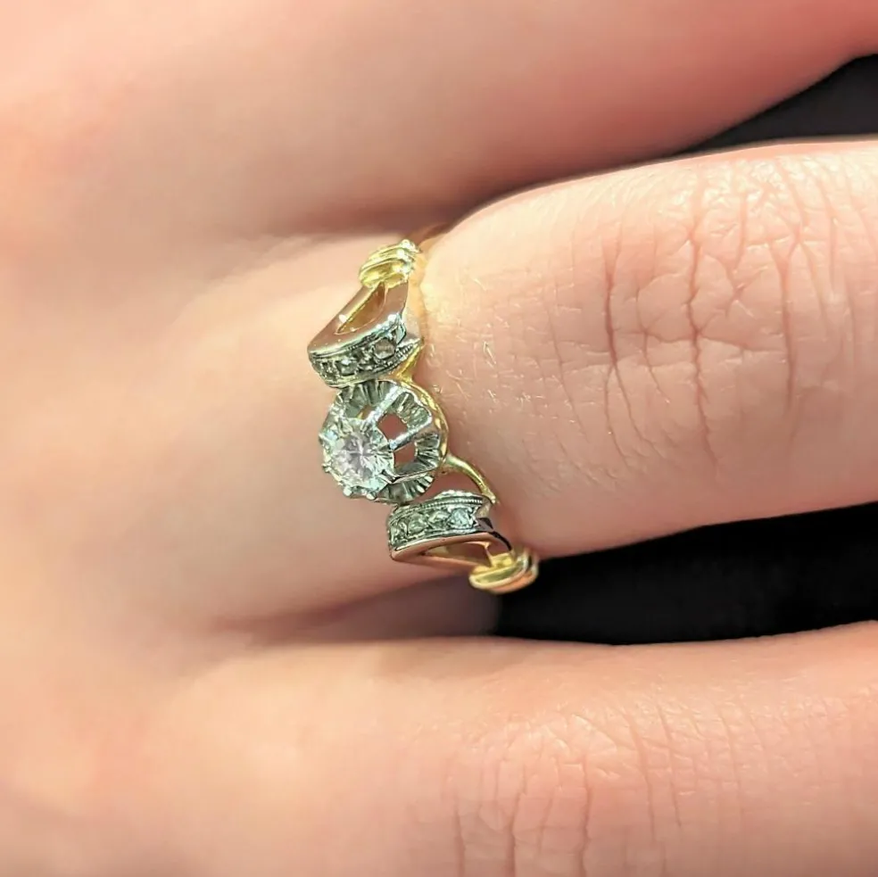 Bague Art déco 2 ors et diamants