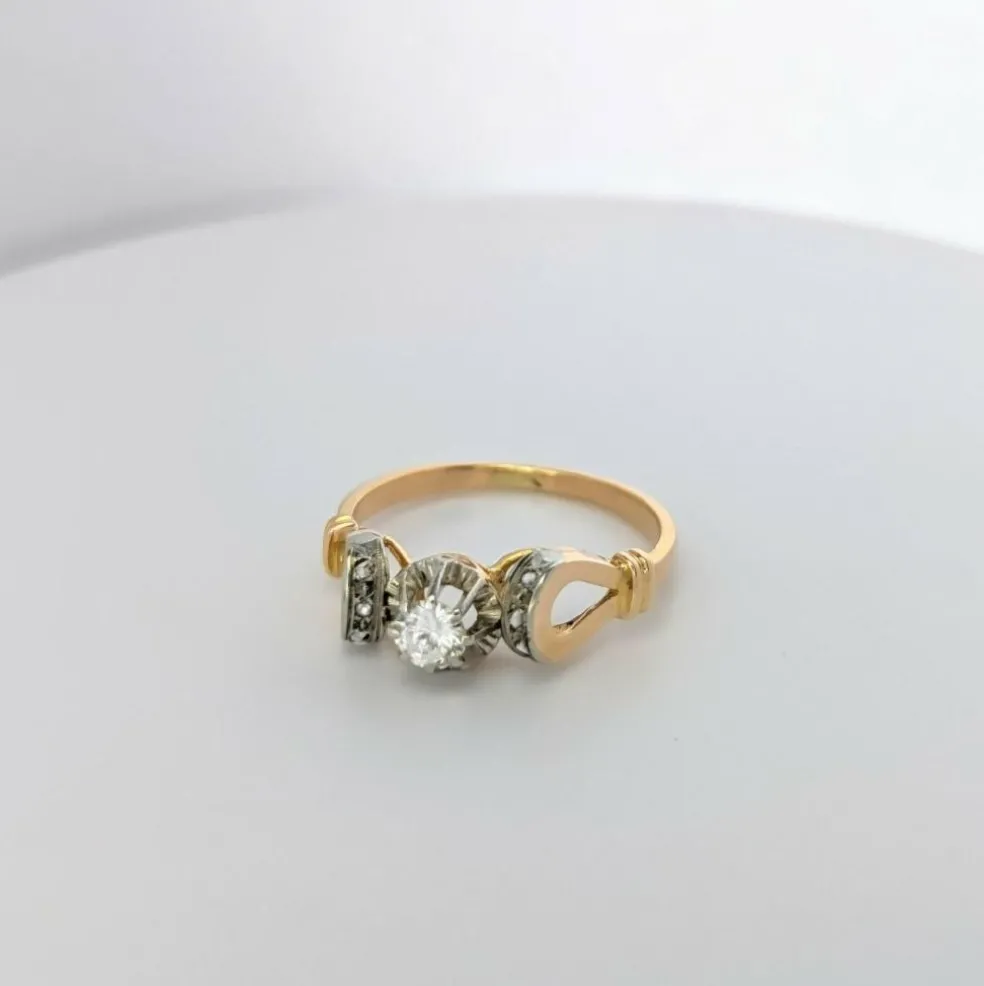 Bague Art déco 2 ors et diamants