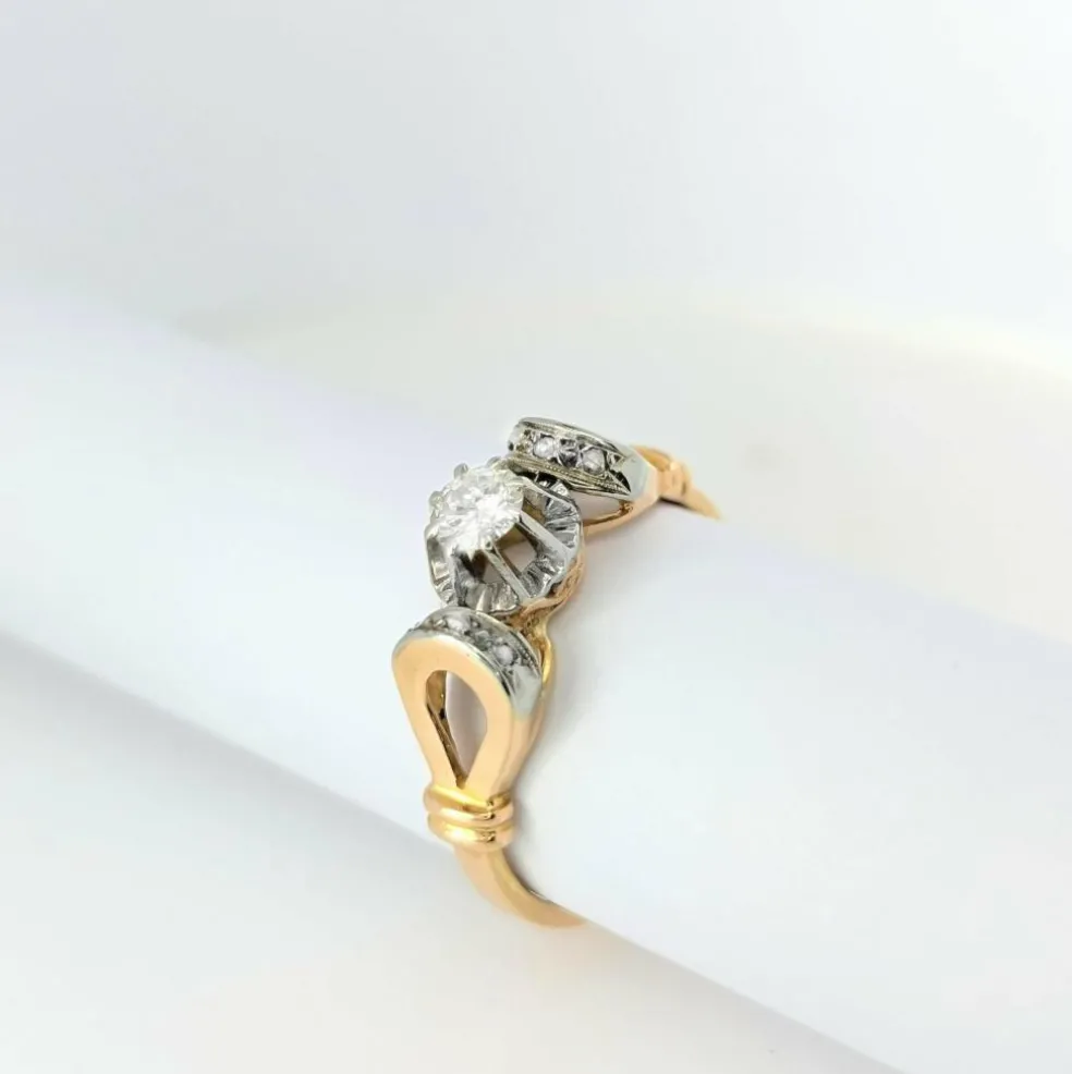 Bague Art déco 2 ors et diamants