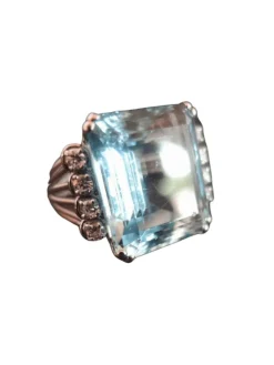 Bague Art Déco Aigue Marine Diamants