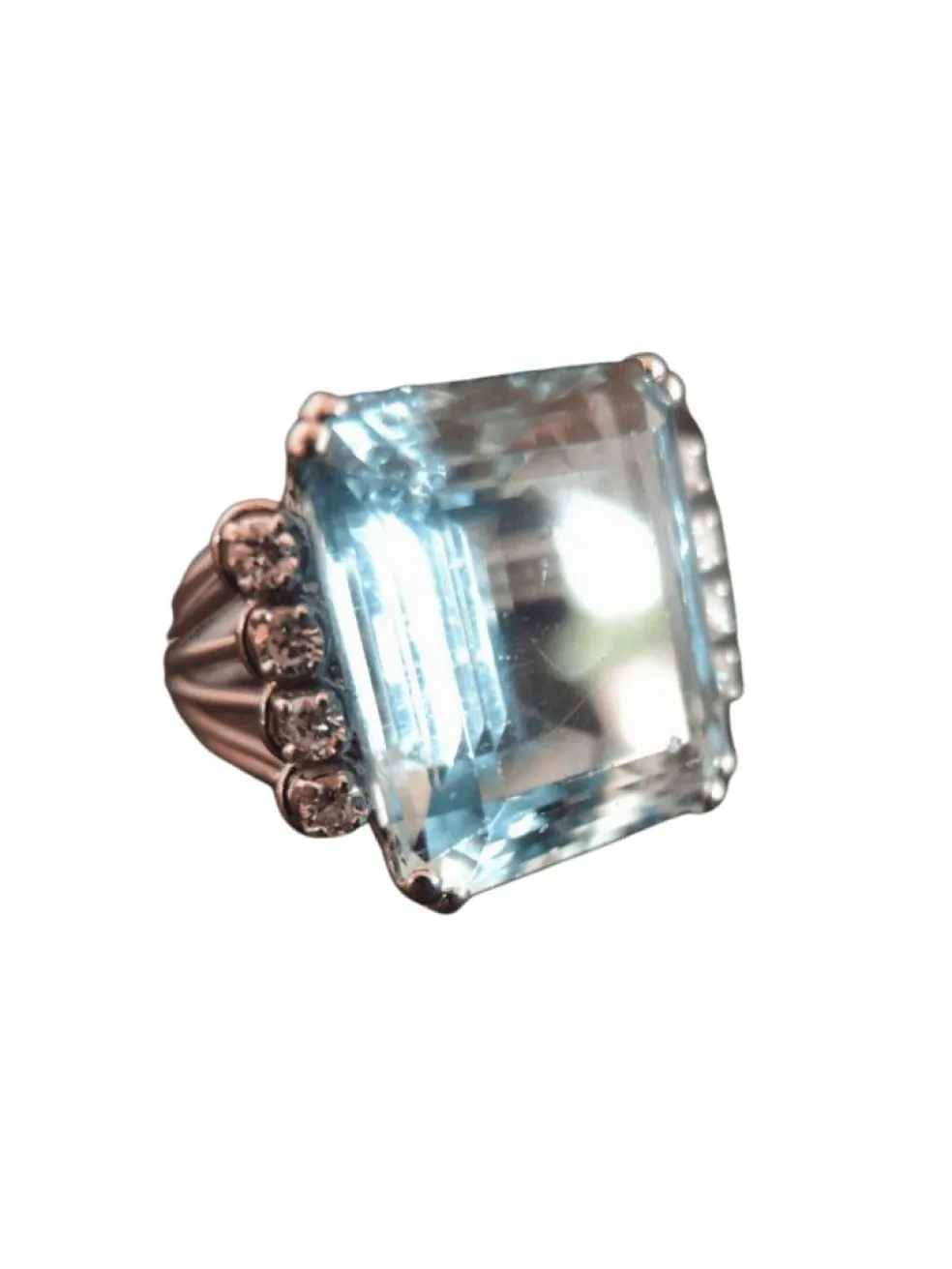 Bague Art Déco Aigue Marine Diamants