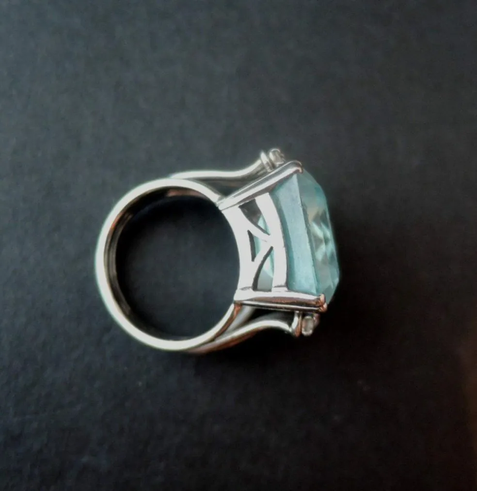 Bague Art Déco Aigue Marine Diamants