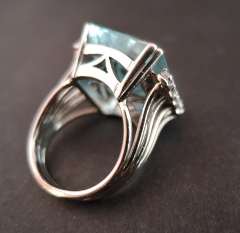 Bague Art Déco Aigue Marine Diamants