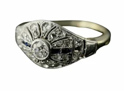 Bague Art Déco deux ors diamants et saphirs