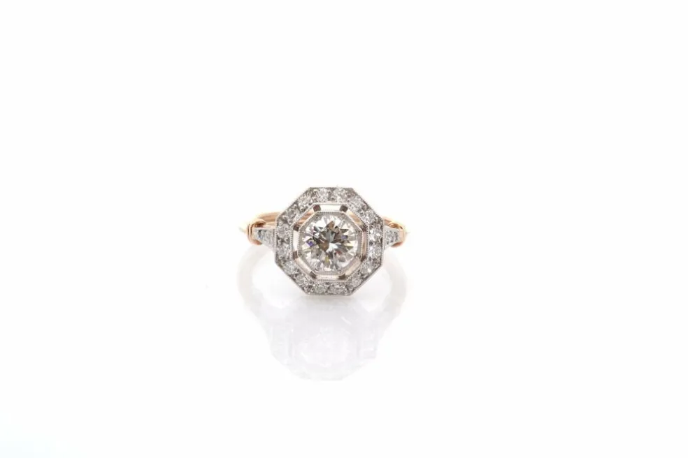 Bague art déco diamant 0,95ct I/VS2
