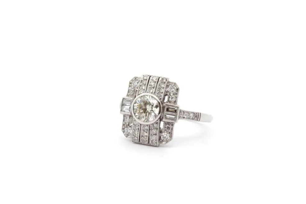 Bague art déco diamant en platine