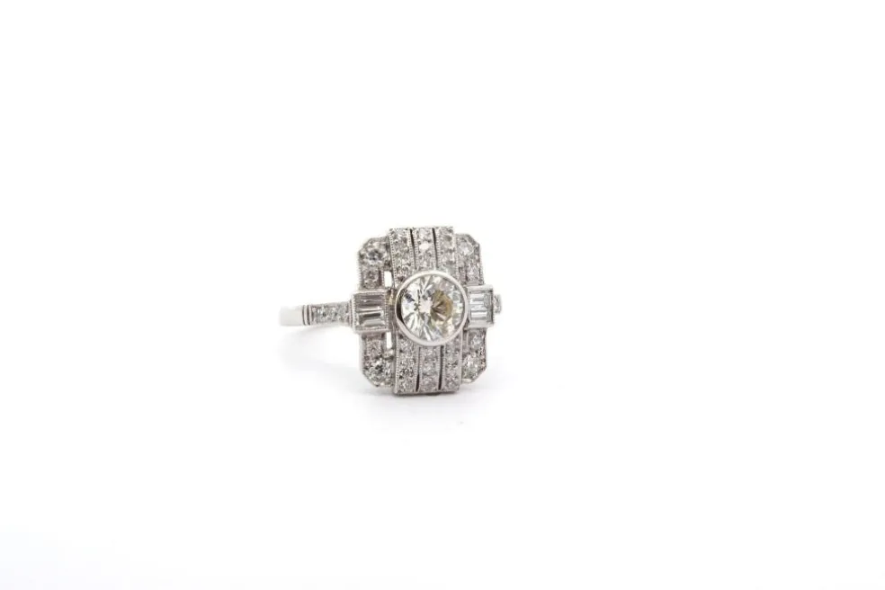 Bague art déco diamant en platine