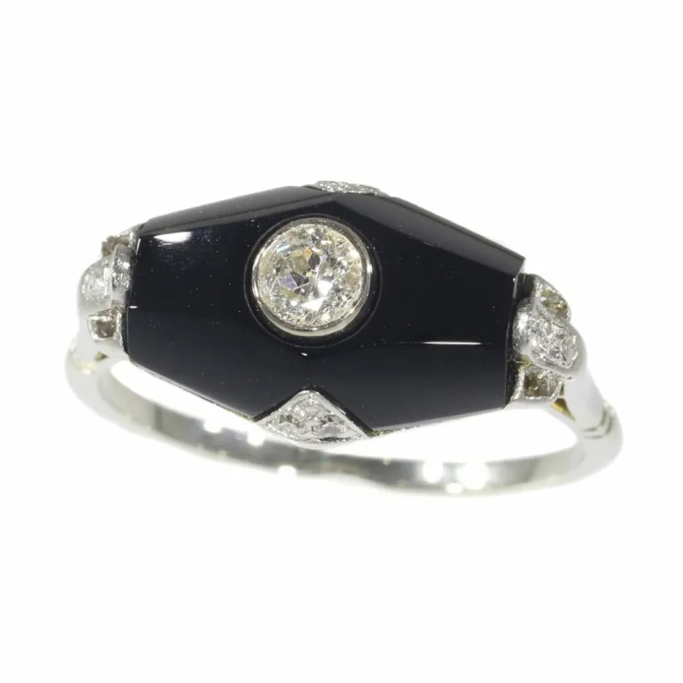 Bague Art Déco diamant et onyx