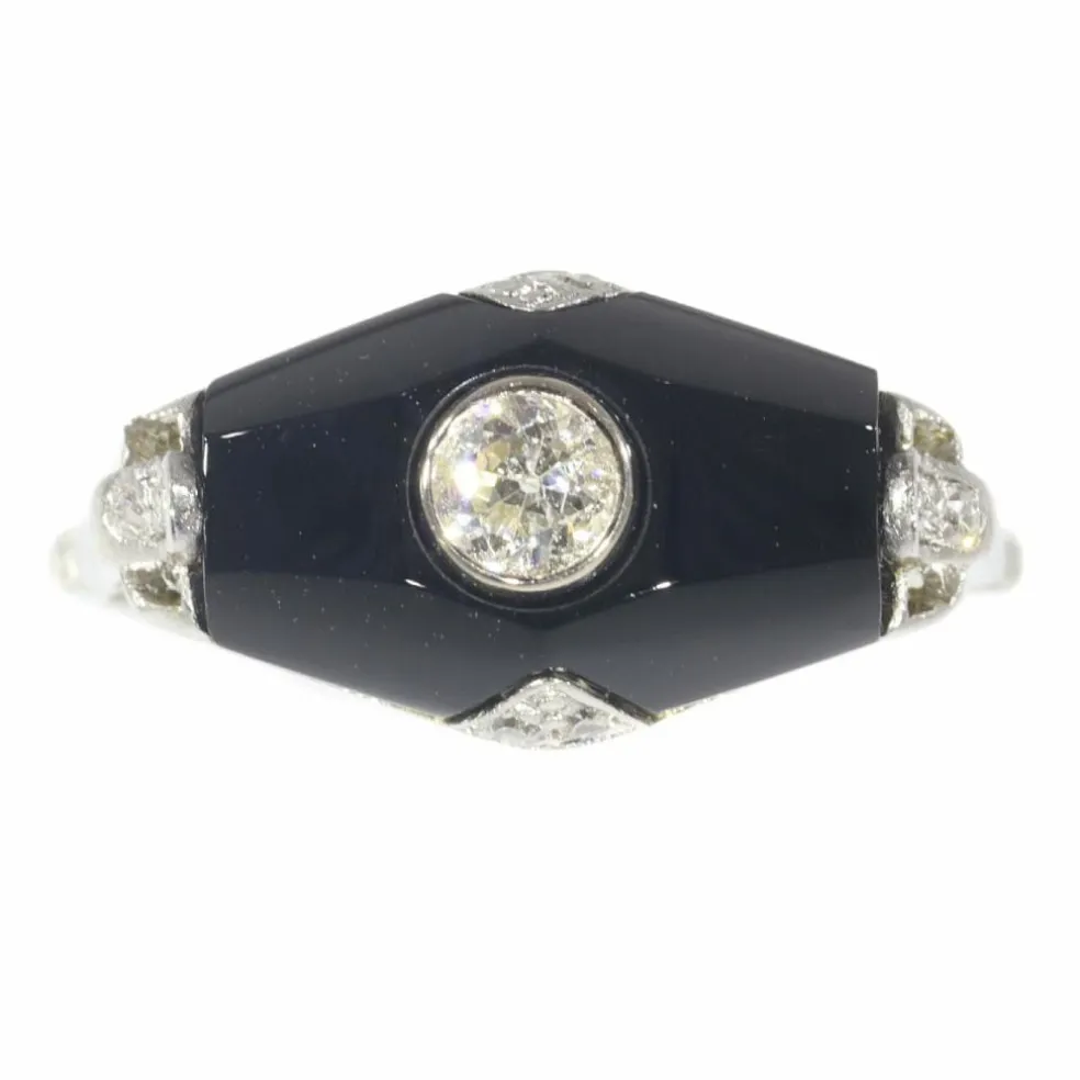 Bague Art Déco diamant et onyx