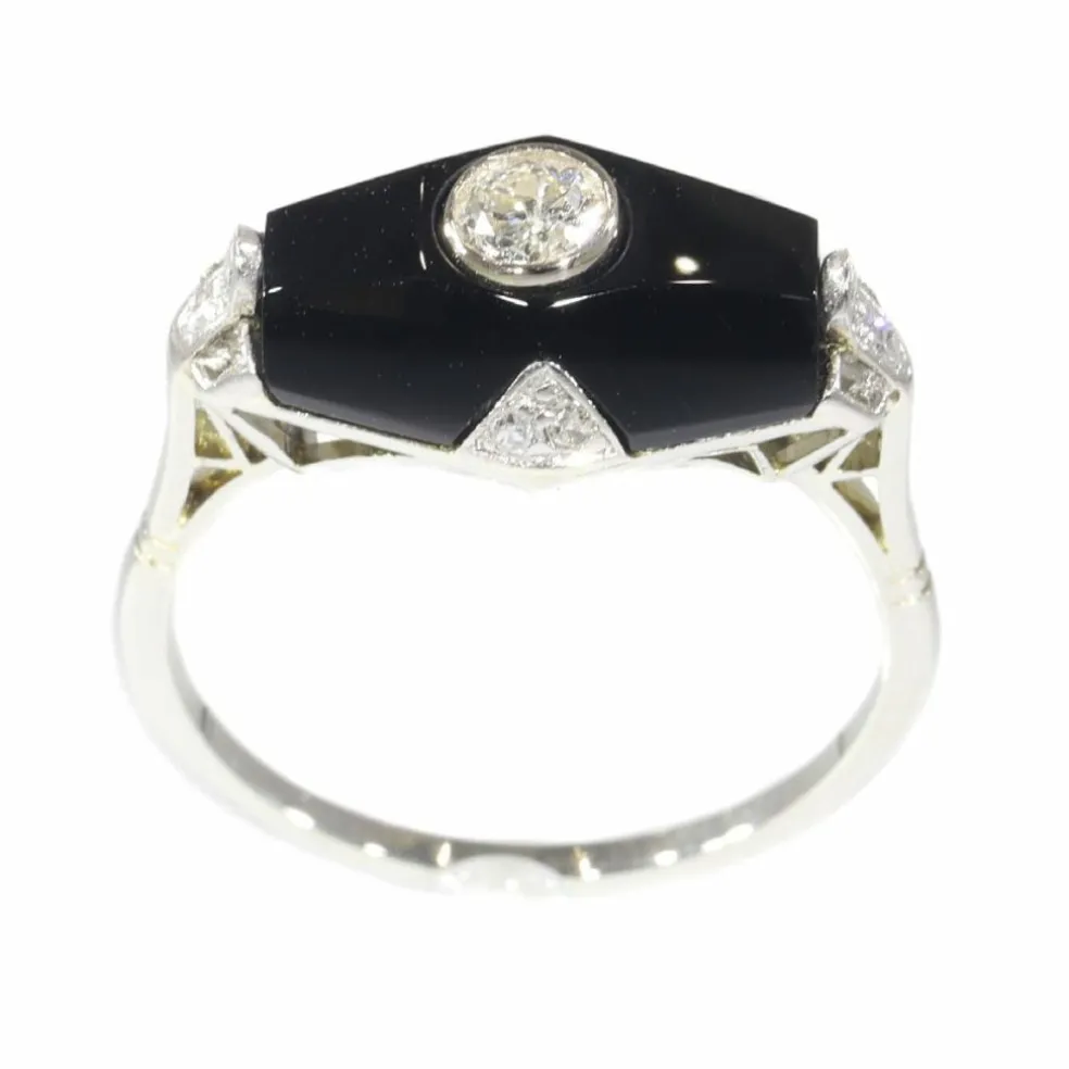 Bague Art Déco diamant et onyx